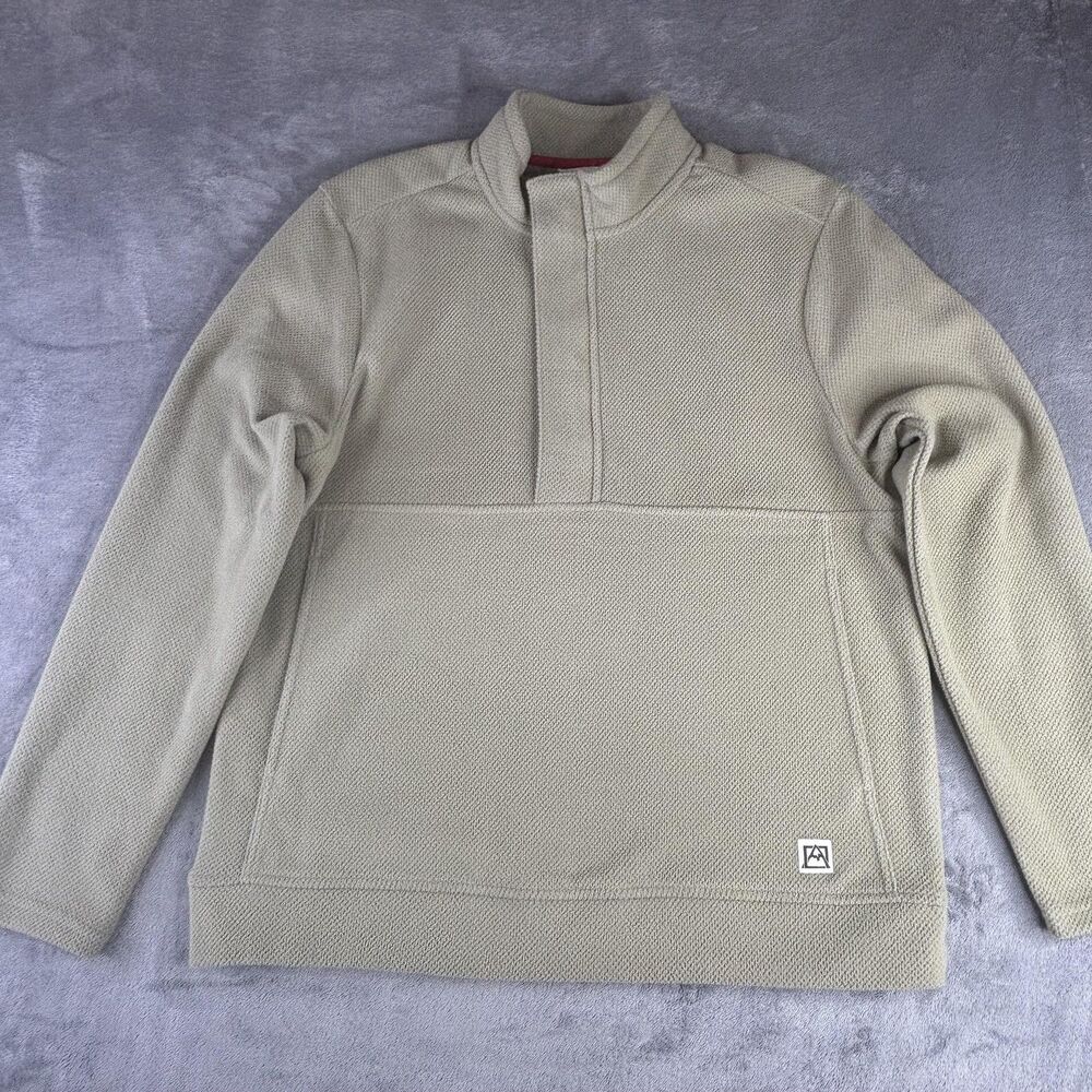 Avalanche Sweater Mens Medium Olive Green Waffle Fleece Quarter Snap Pullover‎
